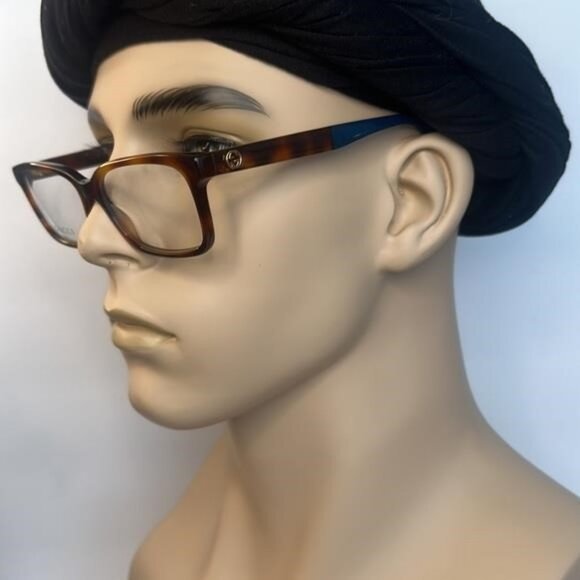 Authentic- New - Gucci GG 0168O 008 Havana EyeglassBlue Red Temple Ti… - Picture 8 of 14